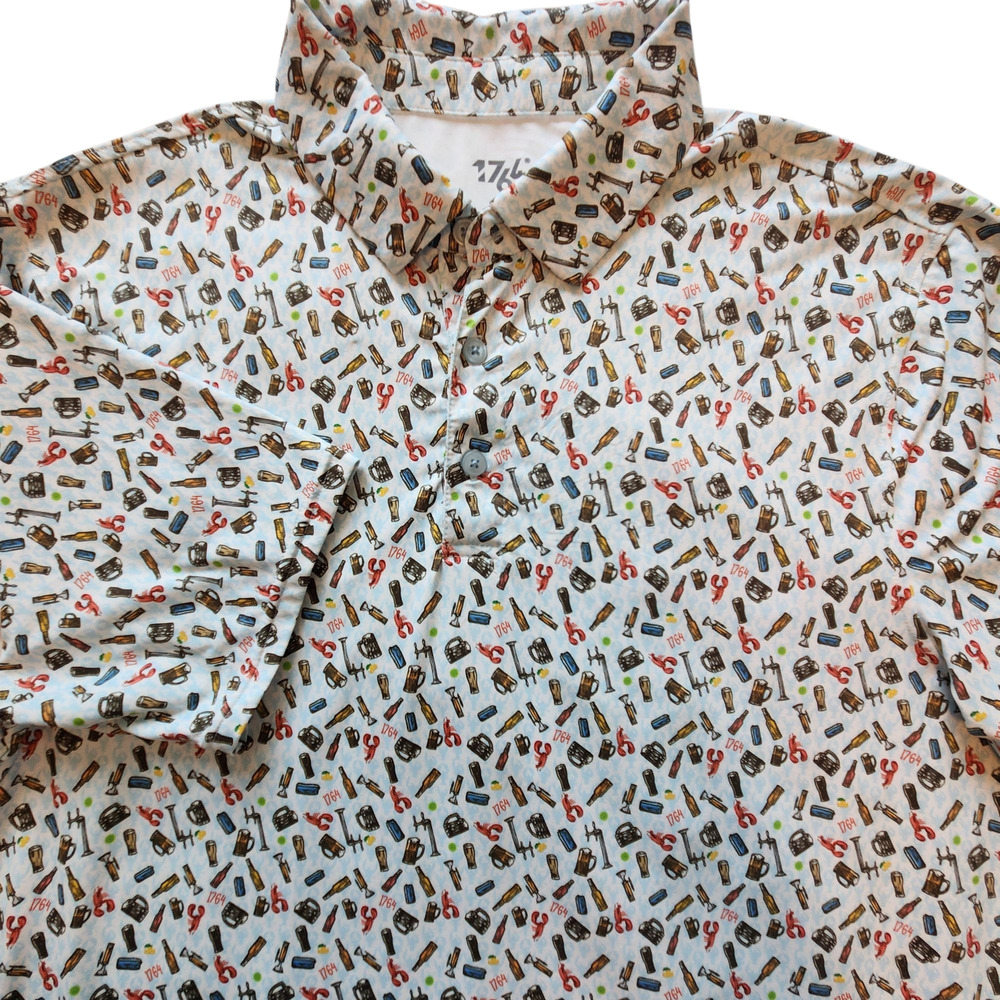 1764 Signature Performance Polo Shirt Maine Lobster Beer All Over Print  sz L